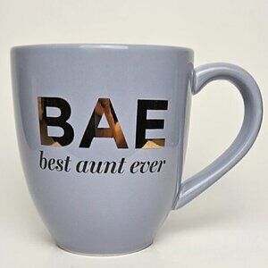 Indigo “BAE Best Aunt Ever” Ceramic Mug Gray with Gold Lettering